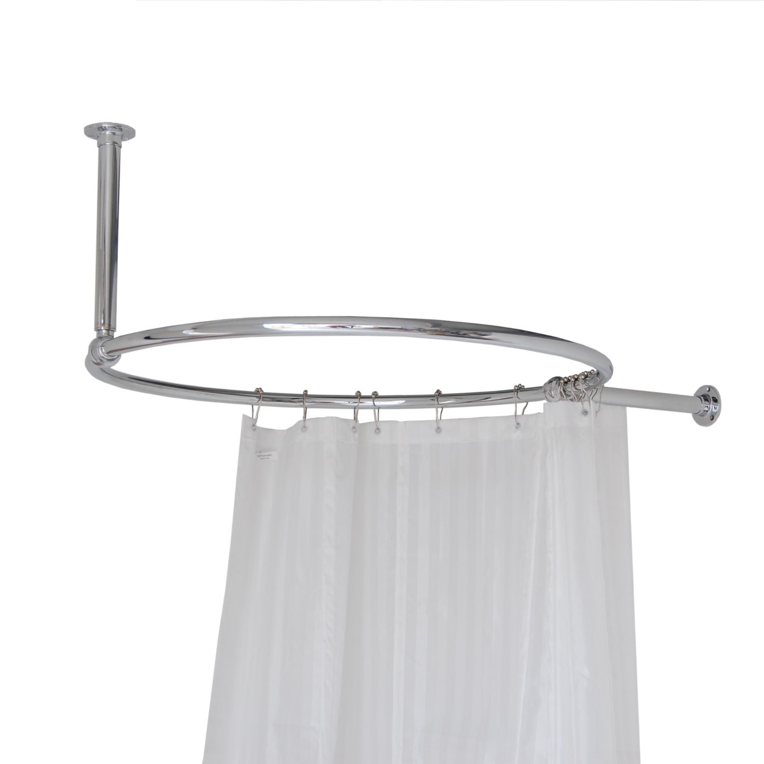 Round And Oval Chrome Shower Curtain Rails With Optional Longer 750mm