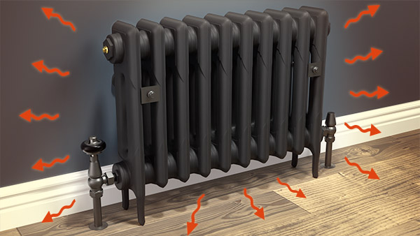 Cast iron radiators heat the room as well as the air